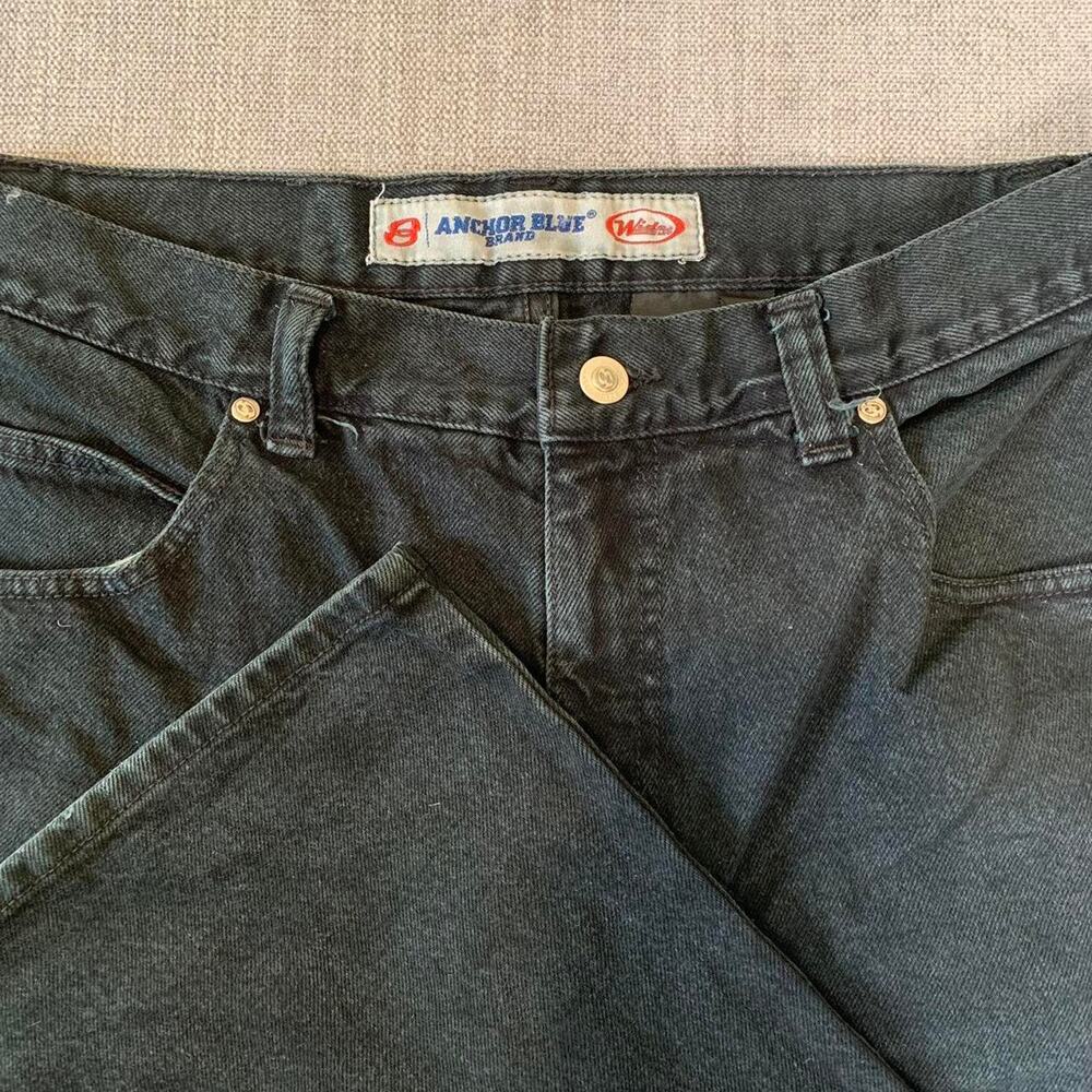 Y2K Anchor Blue Wide Leg Black Denim Jeans